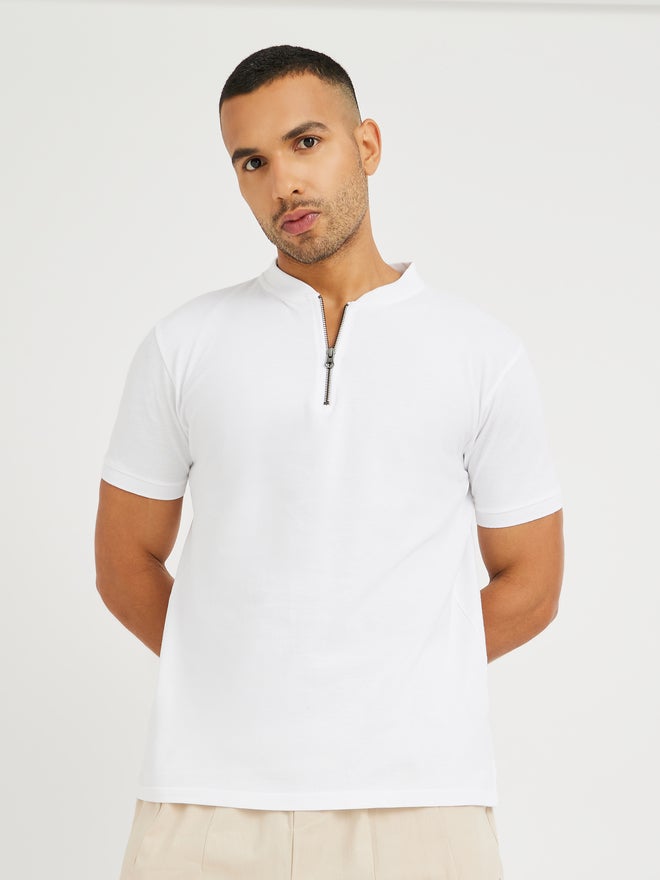 Styli Styli Half Zipped Regular Fit Polo T-Shirt  - Image 1