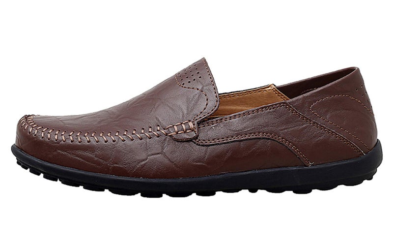 Go Tour Men's Premium Genuine Leather Casual Slip On Loafers Breathable Driving Shoes Fashion Slipper Dark Brown 9/43 - Image 4