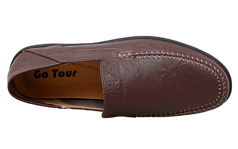Go Tour Men's Premium Genuine Leather Casual Slip On Loafers Breathable Driving Shoes Fashion Slipper Dark Brown 9/43 - Image 3
