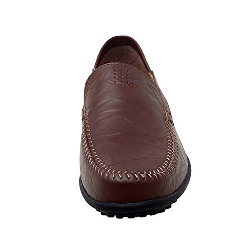 Go Tour Men's Premium Genuine Leather Casual Slip On Loafers Breathable Driving Shoes Fashion Slipper Dark Brown 9/43 - Image 2