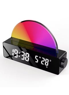 Joshberg Digital Night Light Table Clock Sunset Wake Up Alarm Transparent Glass RGB Sunrise Clock  - Image 1