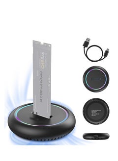 M.2 NVMe & SATA to USB C Docking Station, M.2 SSD to USB A C Reader Adapter for Both (M Key, B+M Key) NVMe PCIE and SATA NGFF SSD Dock, Size for 22110 2280 2260 2242 2230 RGB Light Enclosure