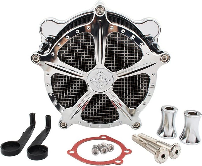 Yurefax Black Chrome Air Filter Kit for Harley Motorcycles - Image 1