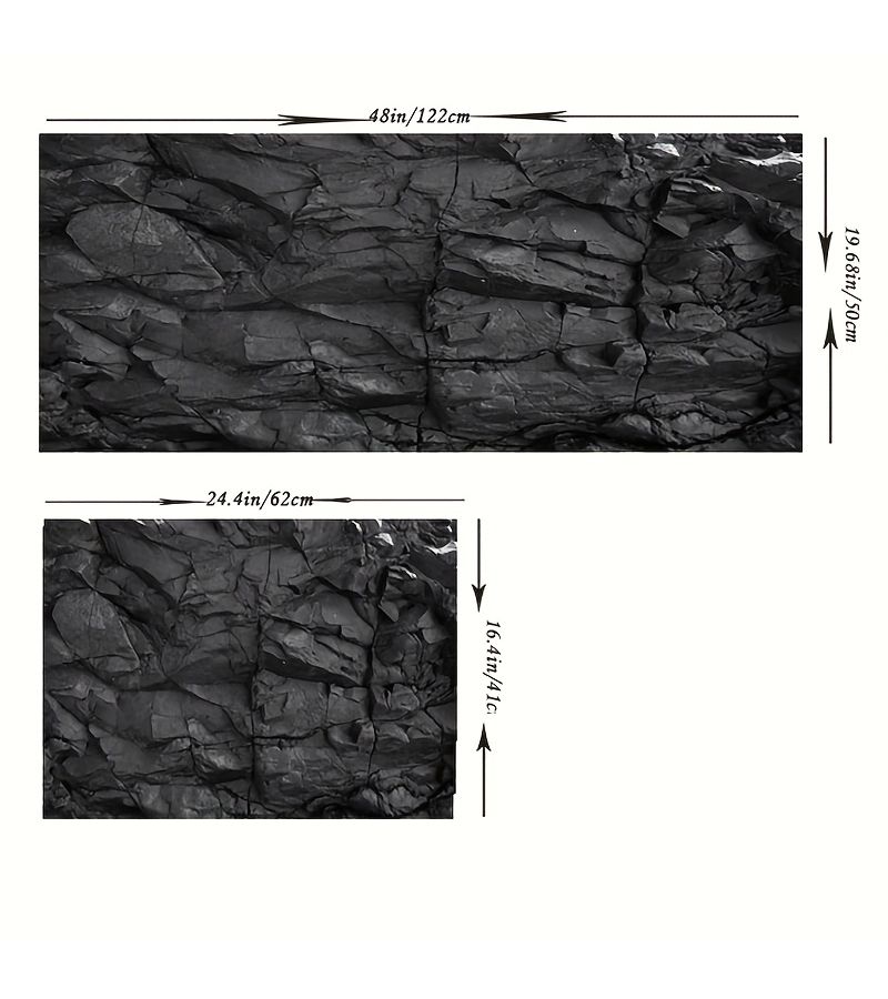 Black Rock Stone Aquarium Background 16.4in 24.4in Self-Adhesive Polyester - Image 4