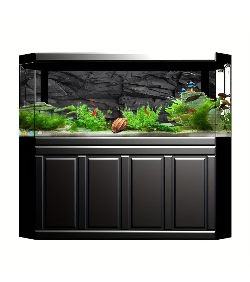Black Rock Stone Aquarium Background 16.4in 24.4in Self-Adhesive Polyester - Image 2