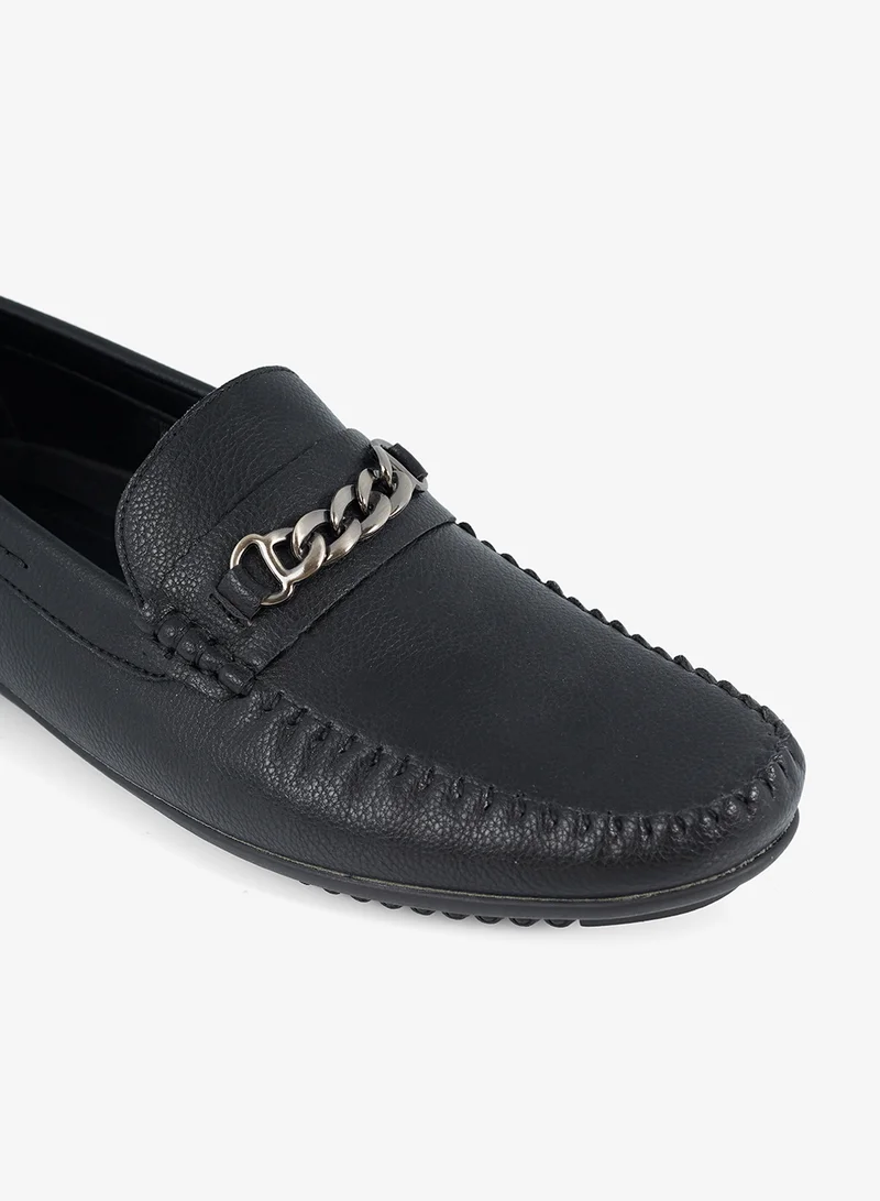 BRAVE SOUL  MENS BLACK PU LOAFER WITH SILVER CHAIN DETAIL for Men | Best Price UAE