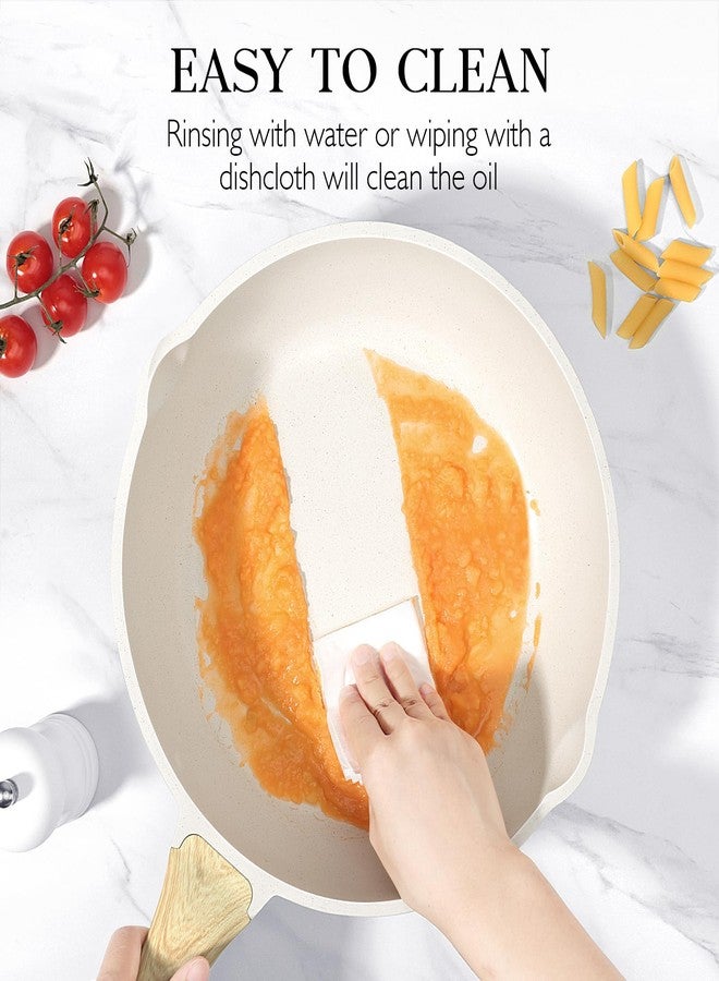 GiPP Nonstick Deep Frying Pan - 11 Inch Saute Pan with Lid Granite Induction Cookware, 4.5Qt Non Stick Woking Pan Skillet, PFOA PFOS APEO Free, White - Image 4
