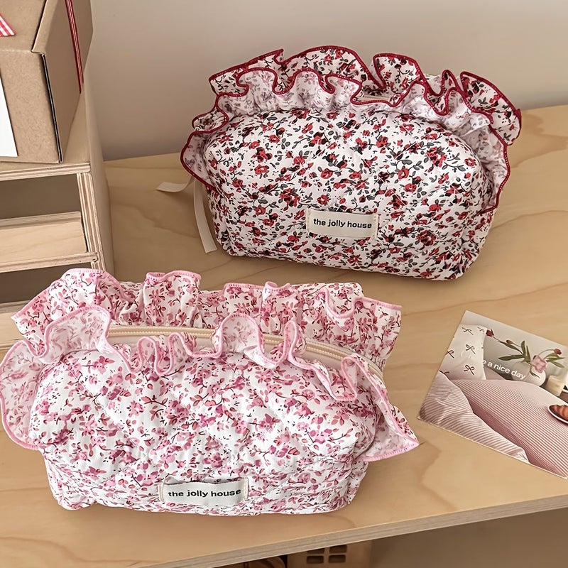 6 Color Floral Lace Organizer Bag Makeup Pencil Case Portable Storage Pouch Red Green - Image 5