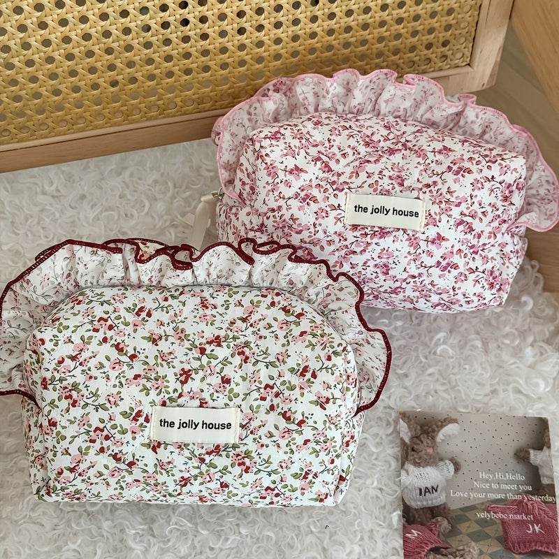 6 Color Floral Lace Organizer Bag Makeup Pencil Case Portable Storage Pouch Red Green - Image 2