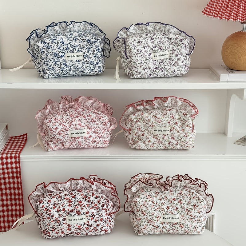 6 Color Floral Lace Organizer Bag Makeup Pencil Case Portable Storage Pouch Red Green - Image 1