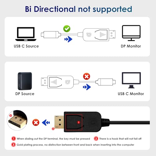 PAKLIMCN USB c to displayport Cable USB-c to displayport Type c to displayport 1.4 USB-c to dp 8K@60Hz Thunderbolt 4 to displayport 4K 144Hz G-Sync Compatible - for iPhone15, iPad Pro (C to DP) - Image 3