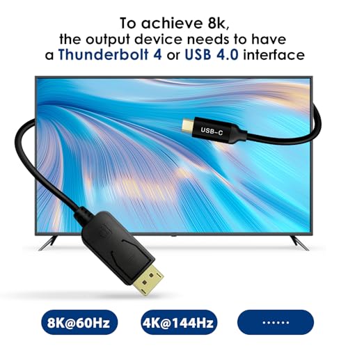 PAKLIMCN USB c to displayport Cable USB-c to displayport Type c to displayport 1.4 USB-c to dp 8K@60Hz Thunderbolt 4 to displayport 4K 144Hz G-Sync Compatible - for iPhone15, iPad Pro (C to DP) - Image 2