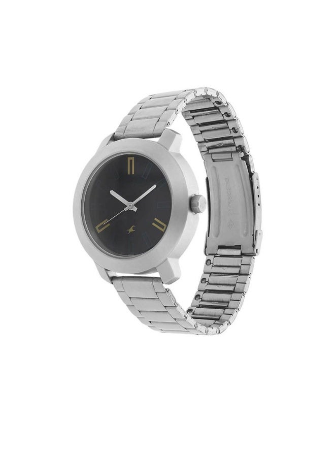 fastrack 3123SM01 Men’s Analog Watch – Black Dial, Silver Stainless Steel Strap, Quartz Movement - Image 2
