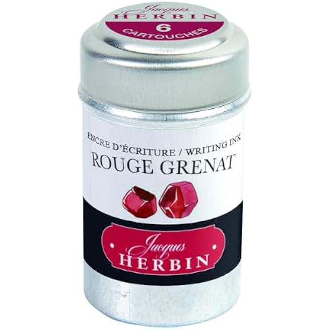 - REF 20129T - UNIVERSAL WRITING SNAP-IN INK CARTRIDGES - ROUGE GRENAT/GARNET RED - CYLINDRICAL METAL POT OF 6 CARTRIDGES - RED-COLOURED INK - Image 1