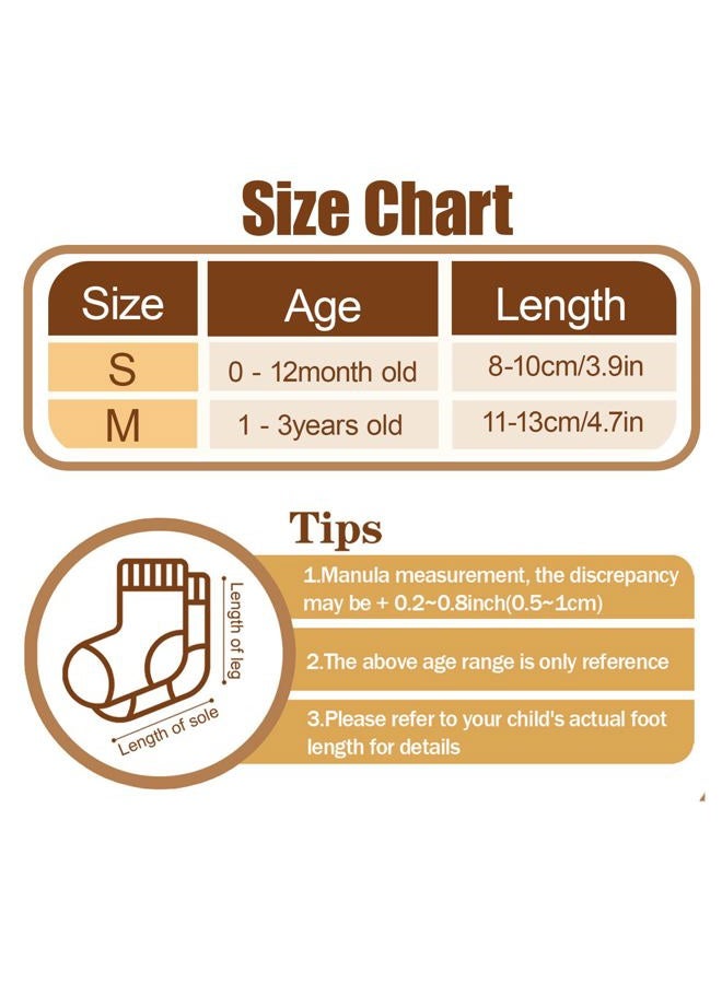 QHANSHIEE Baby Toddler Socks Girls Boys Non Slip Baby Grip Socks Cute Cotton Crew Socks for Newborn Infant Toddler 6 Pairs, Blue & Khaki & Navy Blue & Pink & Yellow & Red, 0-12 months - Image 4