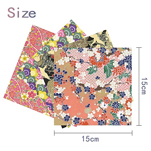 Qianshan Origami Paper Kit 50 Sheets 6 Inch Square Double Sided Color 10 Vivid Sakura Washi Chiyo Colors for Hand Crafts Origami Paper Arts Creativity.Cherry Blossoms - Image 3