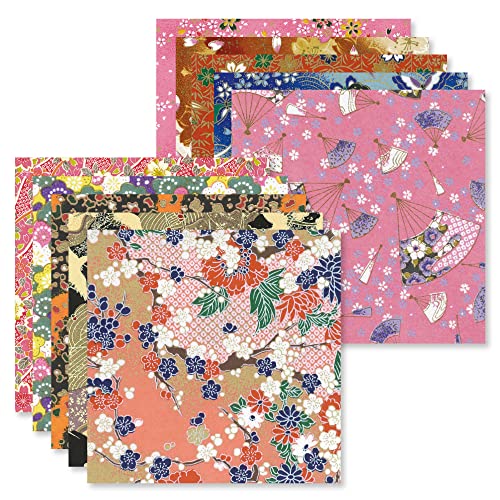 Qianshan Origami Paper Kit 50 Sheets 6 Inch Square Double Sided Color 10 Vivid Sakura Washi Chiyo Colors for Hand Crafts Origami Paper Arts Creativity.Cherry Blossoms - Image 2