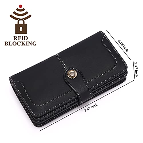 FALAN MULE Women's Wallet Leather RFID Blocking Large Capacity Trifold Ladies Wallet Wristlet Clutch Card Holder - Image 4