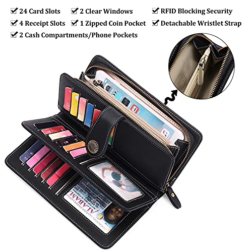 FALAN MULE Women's Wallet Leather RFID Blocking Large Capacity Trifold Ladies Wallet Wristlet Clutch Card Holder - Image 3