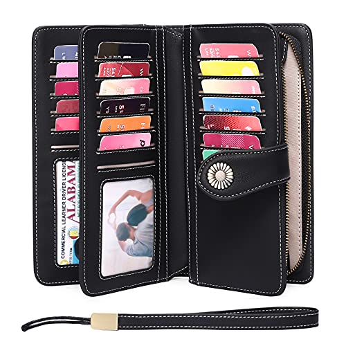 FALAN MULE Women's Wallet Leather RFID Blocking Large Capacity Trifold Ladies Wallet Wristlet Clutch Card Holder - Image 2