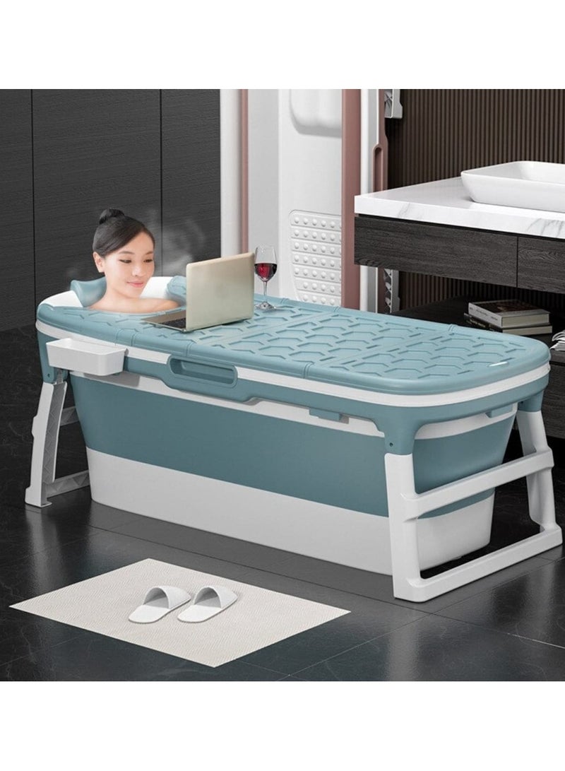DubaiGallery Foldable Mobile Bathtub for Adults with Soap Basket, Removable Lid and Massage Rollers, Ideal for Small Bathrooms - Image 1