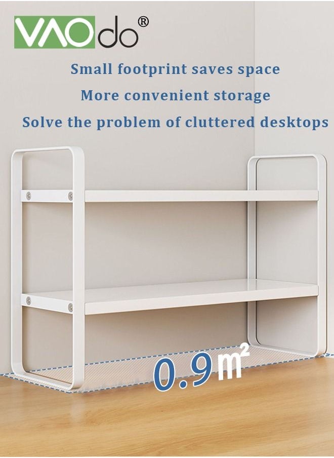 VAOdo Wooden Desk Rack Storage Rack Desktop Supplies Simple Dresser Top Organizer Storage Rack Compartment Decoration Aesthetics Bookshelf Ladies Men And Children White 40*20CM  - Image 5