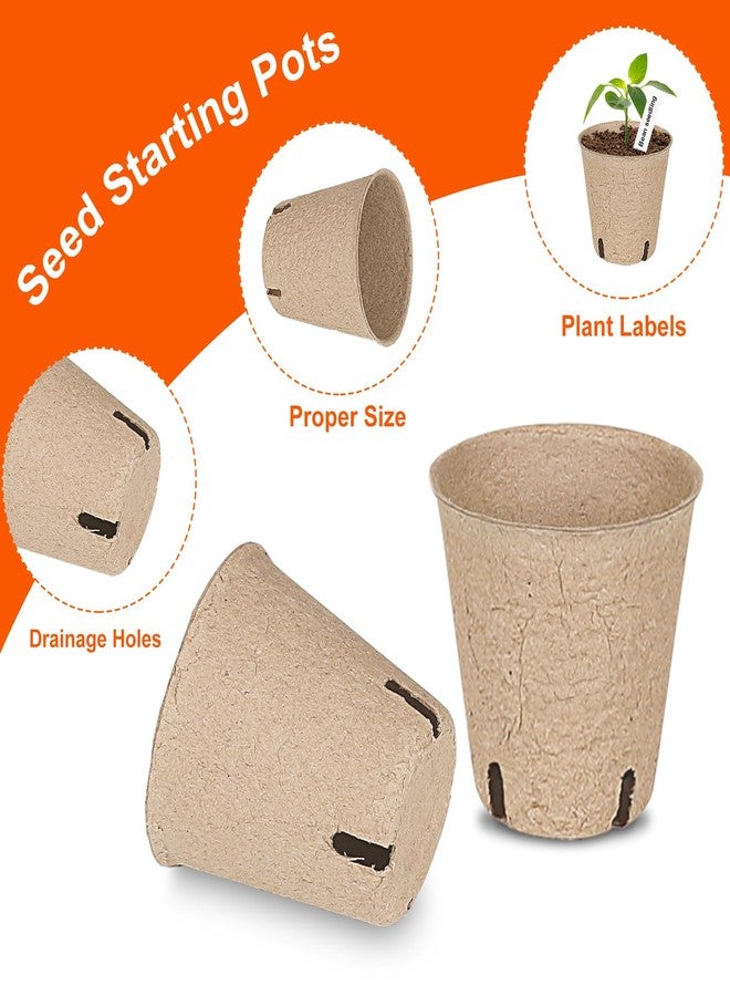 JNYONG 60 Packs 3.15 Inch Peat Pots,Biodegradable Pots for Seedlings with Drainage Holes, Garden Germination Nursery Pots with 50Pcs Plant Labels - Image 3