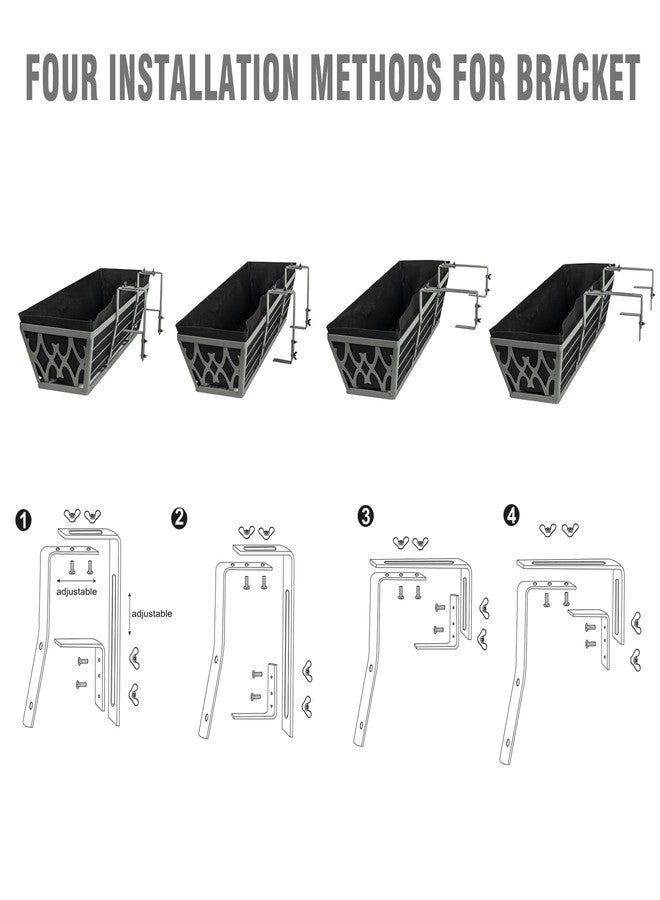 Karlliu 2 Pack 24 Inch Window Boxes Planters Railing Planter Box with Adjustable Brackets & Non-Woven Fabric Plant Grow Bags Deck Railing Planter Boxes Balcony Hanging Flower Box for Outdoor Plants - Image 5