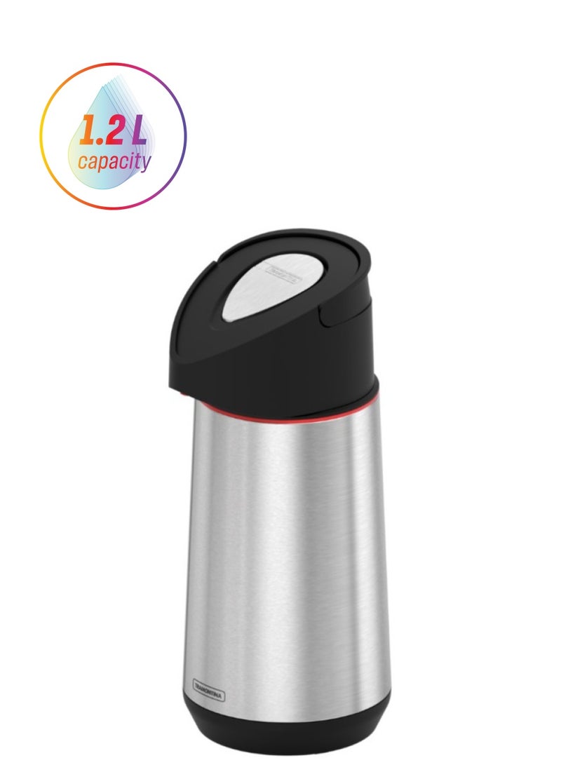 TRAMONTINA Since 1911, Made In Brazil, Exata 1.2L Stainless Steel Thermal Bottle stainless steel, beverage dispenser, glass container, portable design, drip-free system, quality, Ramadan  - Image 1