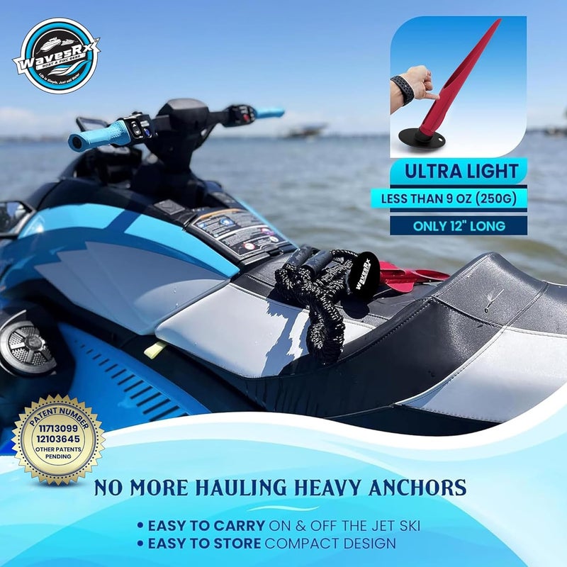 WAVESRX Patented Aluminum Spike Beach Anchor | Ultra-Light Sand Anchor for Boat, Pontoon, PWC, Jet Ski or Kayak | Secure and Effective Watercraft Anchoring Near Shore, Sand-bar or in Shallow Water - Image 5