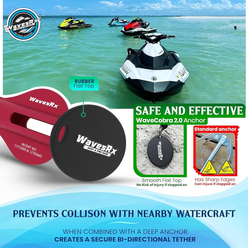 WAVESRX Patented Aluminum Spike Beach Anchor | Ultra-Light Sand Anchor for Boat, Pontoon, PWC, Jet Ski or Kayak | Secure and Effective Watercraft Anchoring Near Shore, Sand-bar or in Shallow Water - Image 3