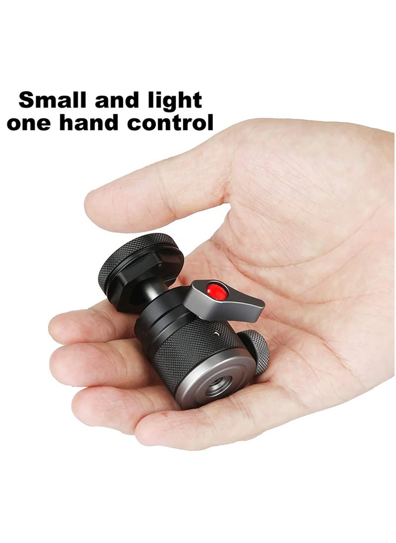 Y&D - Camera Tripod Mini Ball Head Adapter,360 Degree Rotatable Aluminum Head,1/4" Screw Cold Shoe Mount for DSLR Camera/Light Stand/Cell Phone/Monopod/action camera. - Image 1