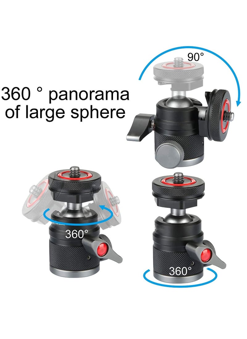 Y&D - Camera Tripod Mini Ball Head Adapter,360 Degree Rotatable Aluminum Head,1/4" Screw Cold Shoe Mount for DSLR Camera/Light Stand/Cell Phone/Monopod/action camera. - Image 1