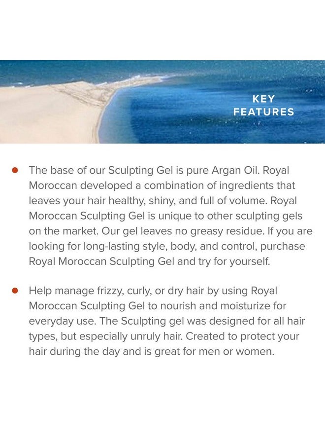 Royal Moroccan - Sculpting Gel ; Moroccan Argan Oil For Hair ; Curly Hair Styling Gel ; Hair Styling & Smoothing Products ; Quick Drying ; Royal Moroccan Argan Oil Hair Products ; 300 Ml (10.14 Fl Oz) - Image 1