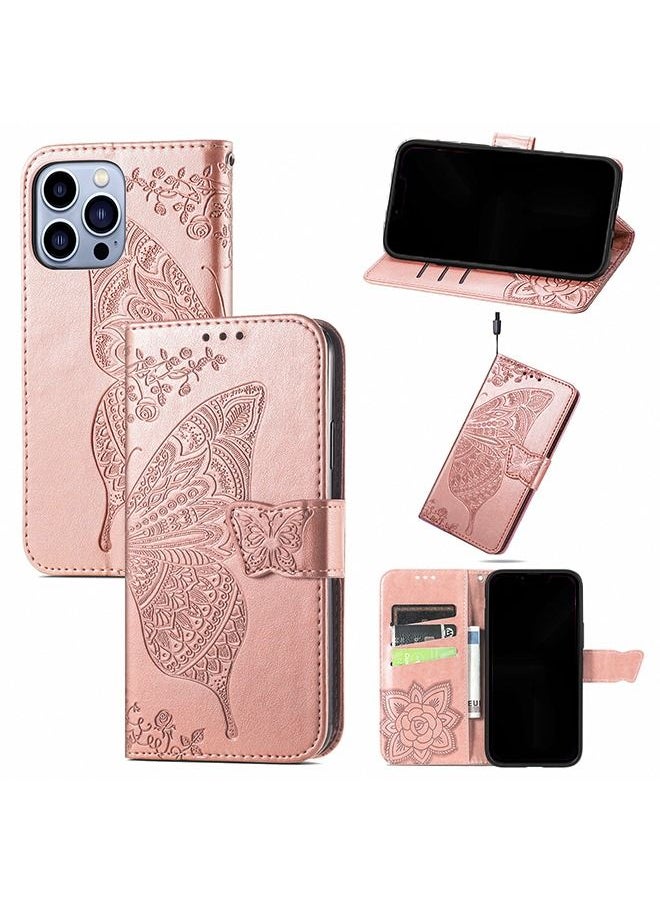 Generic - iPhone 14 Pro Max Wallet Case PU Leather Book Folding Flip Folio Case with Card Holders Kickstand Magnetic Closure Protective Cover for iPhone 14 Pro Max Rose Gold - Image 1