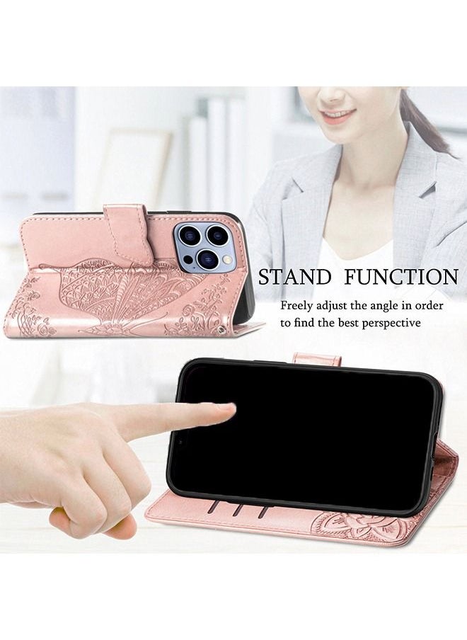 Generic - iPhone 14 Pro Max Wallet Case PU Leather Book Folding Flip Folio Case with Card Holders Kickstand Magnetic Closure Protective Cover for iPhone 14 Pro Max Rose Gold - Image 1