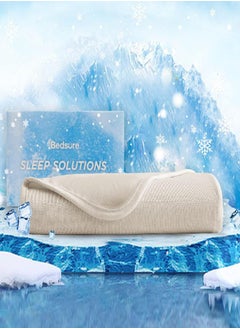 Bedsure Bedsure Cooling Blanket Queen Size for Hot Sleepers - Summer Blanket Queen Size, Lightweight Thin Blanket, Light and Breathable Bamboo Blanket, Cold Blankets for Night Sweats, 90×90 Inches, Beige  - Image 2