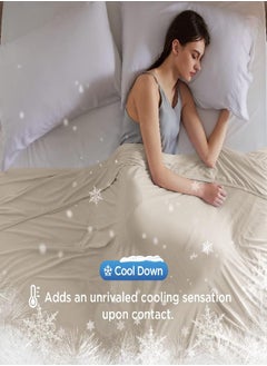 Bedsure Bedsure Cooling Blanket Queen Size for Hot Sleepers - Summer Blanket Queen Size, Lightweight Thin Blanket, Light and Breathable Bamboo Blanket, Cold Blankets for Night Sweats, 90×90 Inches, Beige  - Image 1