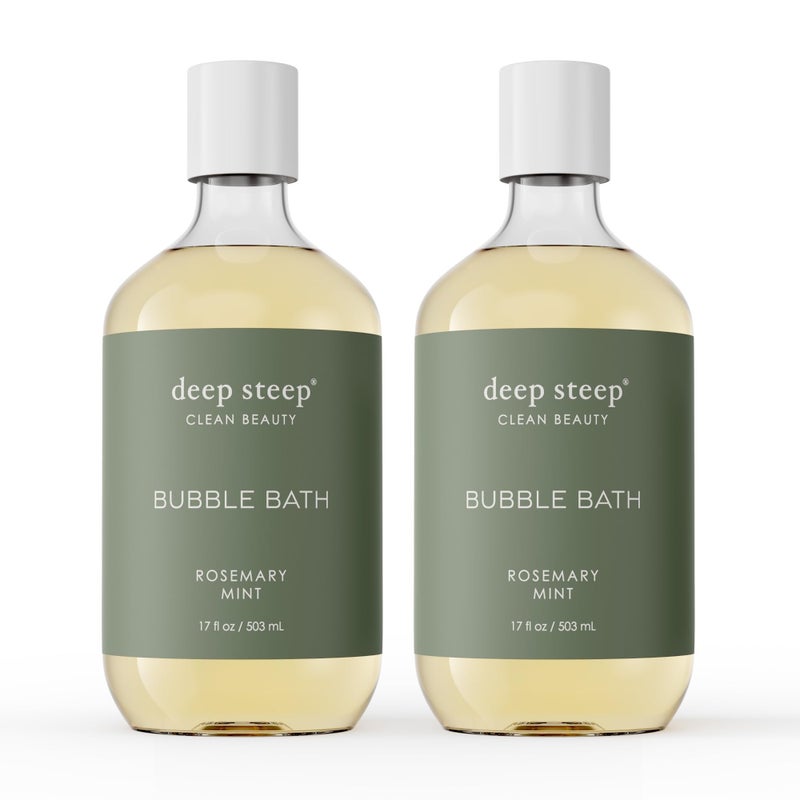 Deep Steep Bubble Bath Rosemary Mint 17 oz Pack of 2 Soothing Soak with Shea Butter Argan Oil Aloe Vera Coconut Oil Vegan SulfateFree PHBalanced Clean Beauty