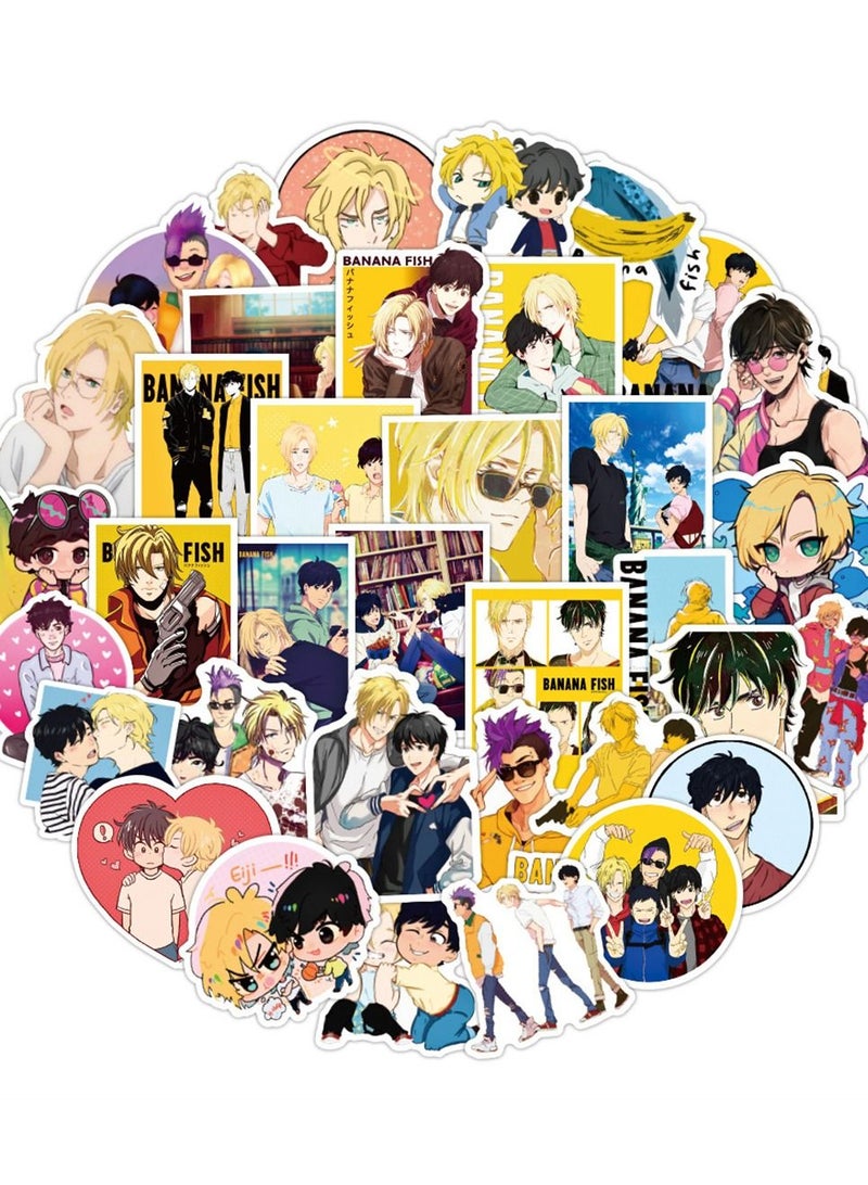 general 50-Piece Banana Fish Cute Vinyl Waterproof Sticker