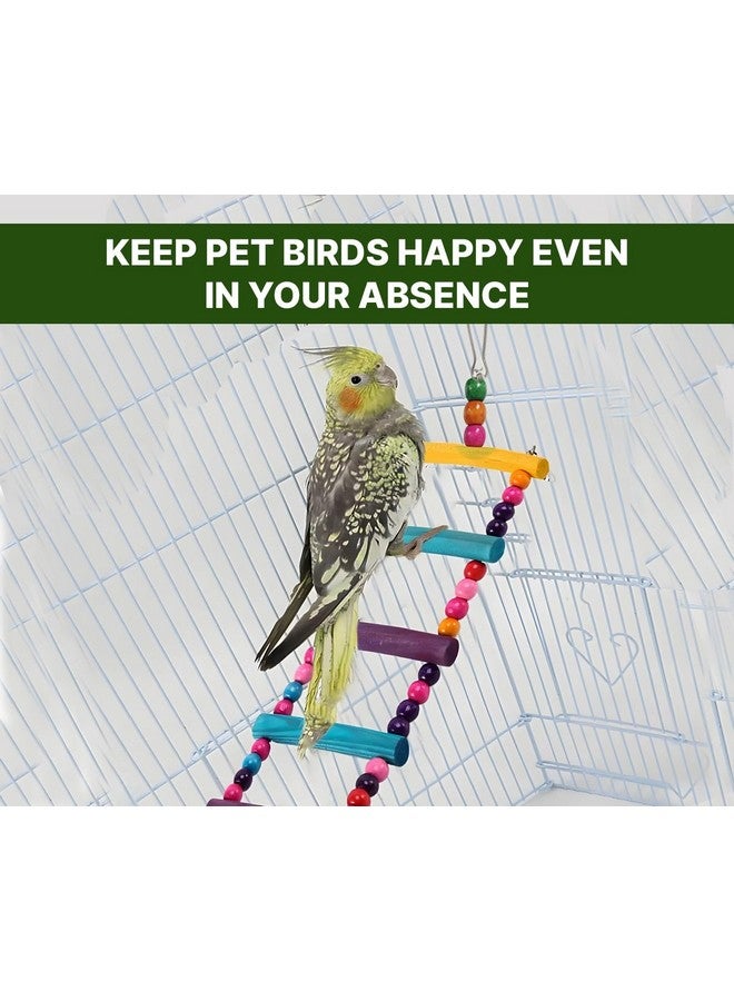 Boltze سلم الطيور وأرجوحة خشبية قابلة للمضغ معلقة، ألعاب الطيور للبادجي والكوكاتيل والعصافير وطيور كانور - مصنوعة من الخيزران - 3 قطع - Image 5