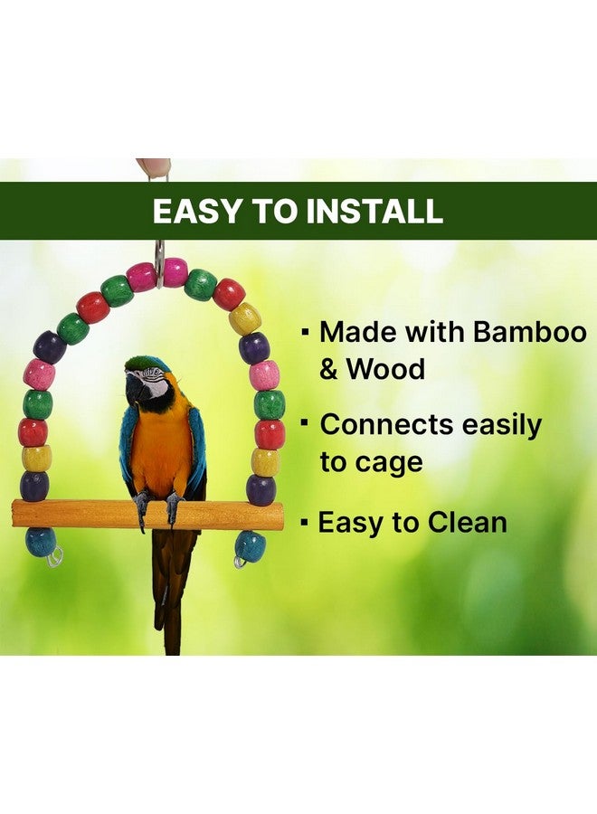 Boltze سلم الطيور وأرجوحة خشبية قابلة للمضغ معلقة، ألعاب الطيور للبادجي والكوكاتيل والعصافير وطيور كانور - مصنوعة من الخيزران - 3 قطع - Image 3