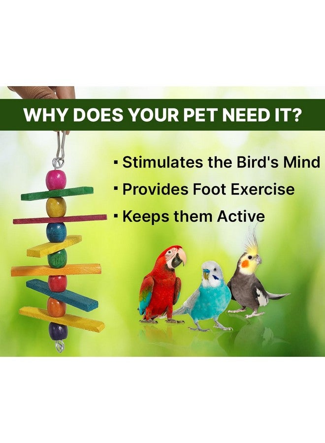 Boltze سلم الطيور وأرجوحة خشبية قابلة للمضغ معلقة، ألعاب الطيور للبادجي والكوكاتيل والعصافير وطيور كانور - مصنوعة من الخيزران - 3 قطع - Image 2