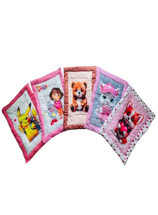 RUMPES New Born Baby Godadi Pack of 5 Combo Set | Soft Cotton Baby Godi, Godari, Baby Bed, Crib Sheet & Cartoon Mat | Multicolor Baby Bedding Set (Set of 5) (Combo-2) - Image 2