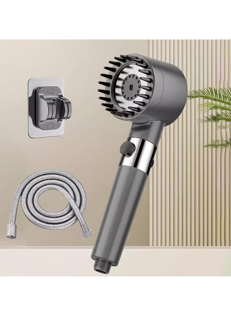 فيسوس رأس دش تدليك فاخر عالي الضغط مع فلتر - 3 وسائل للرش، وظيفة تدليك الرأس، تصميم موفر - ABS متين مطلي بالكروم - تجربة جديد في المنزل - ( رمادي) - Image 2