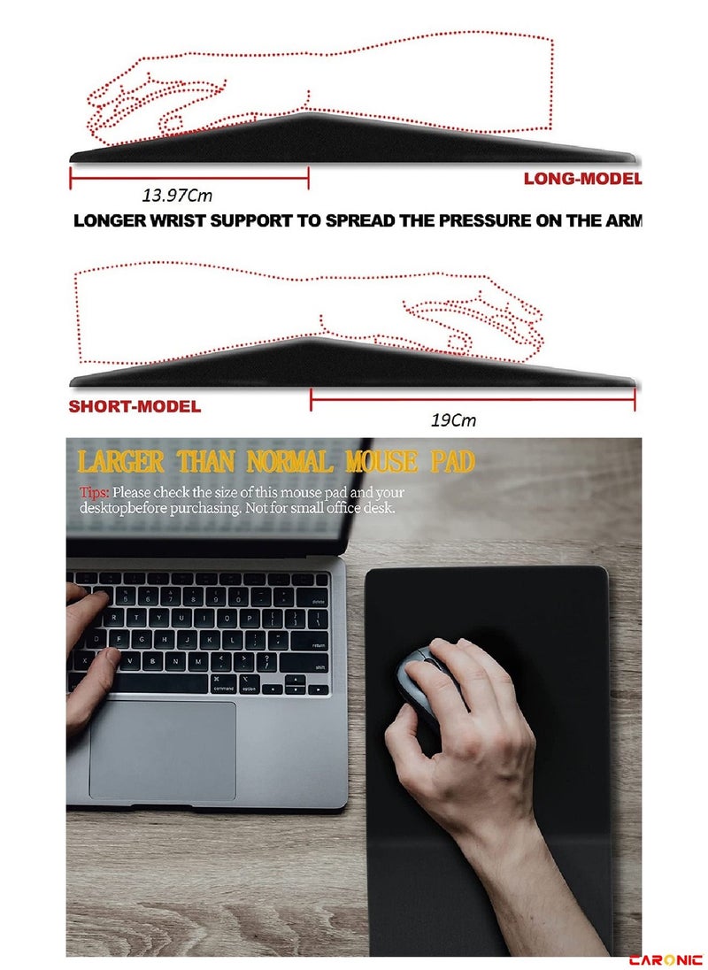 Mouse Pad Wrist Support Ergonomic Pain Relief Keyboard  Rest Comfortable Memory Foam  With Non-Slip PU Base Mouse Pads For Desk Computer Keyboard Home Office Black