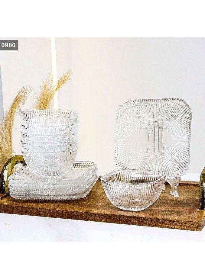 طقم خشاف  مضلع ساده متعدد الاستخدام ( الطقم 12 ق 6 بولة + 6 طبق ) - Image 4