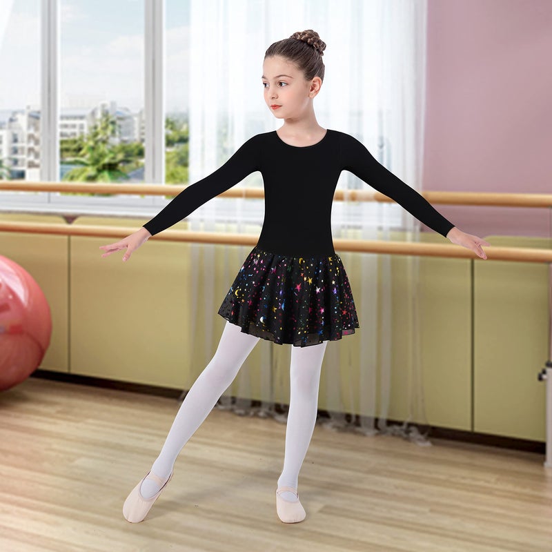DANSHOW Ballet Leotards for Girls Dance Skirted Leotard Kids Ballet Tutu Dress Toddler Shiny Long Sleeve Dancewear(40421-06Q-M) - Image 5
