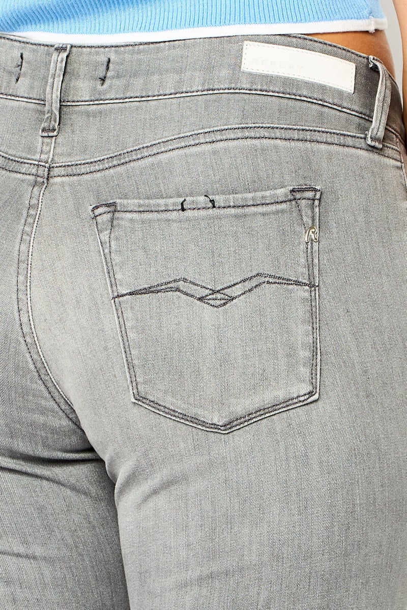 Replay Women Skinny Fit Washed Stretchable Jeans, Light Grey - Image 3