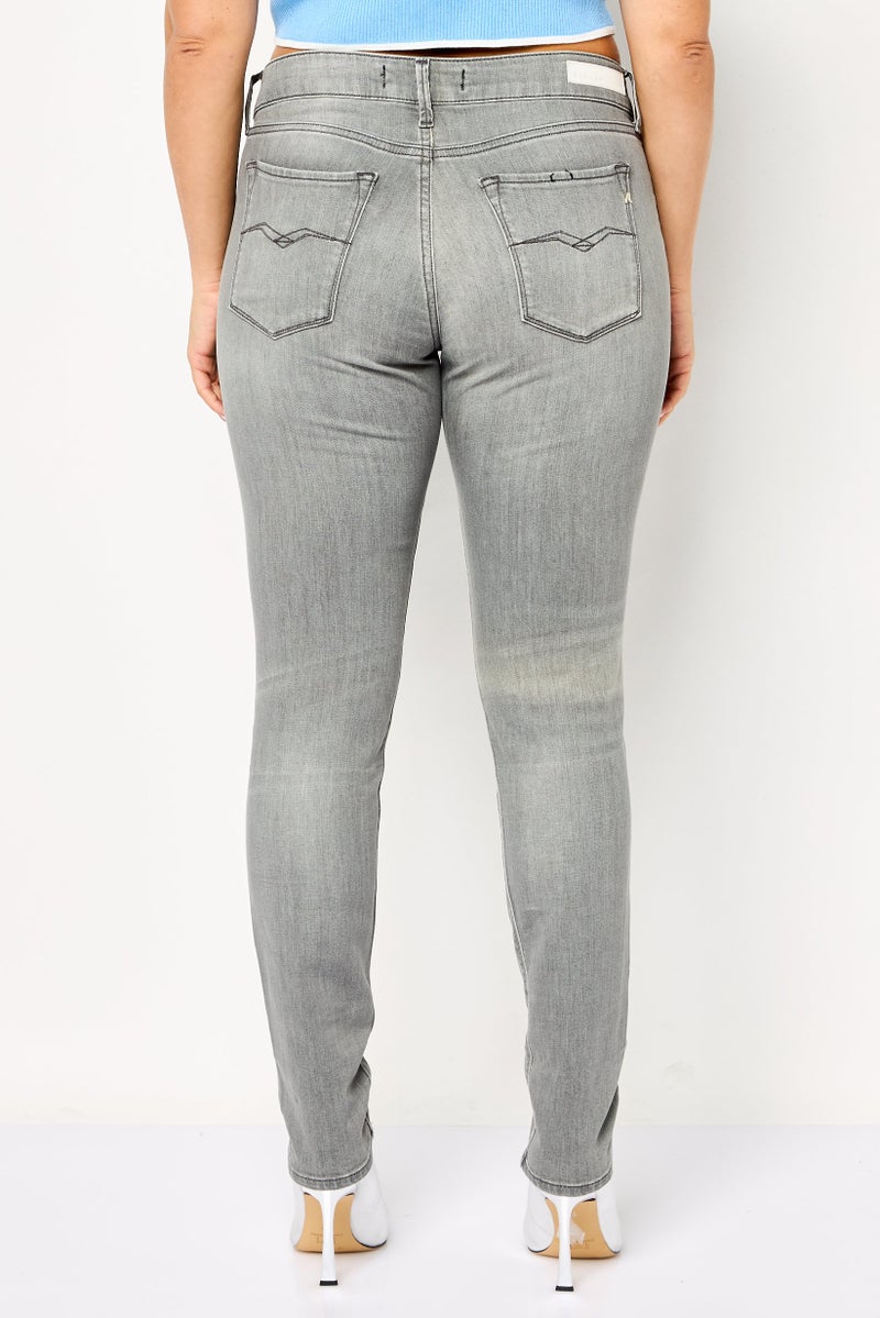 Replay Women Skinny Fit Washed Stretchable Jeans, Light Grey - Image 4